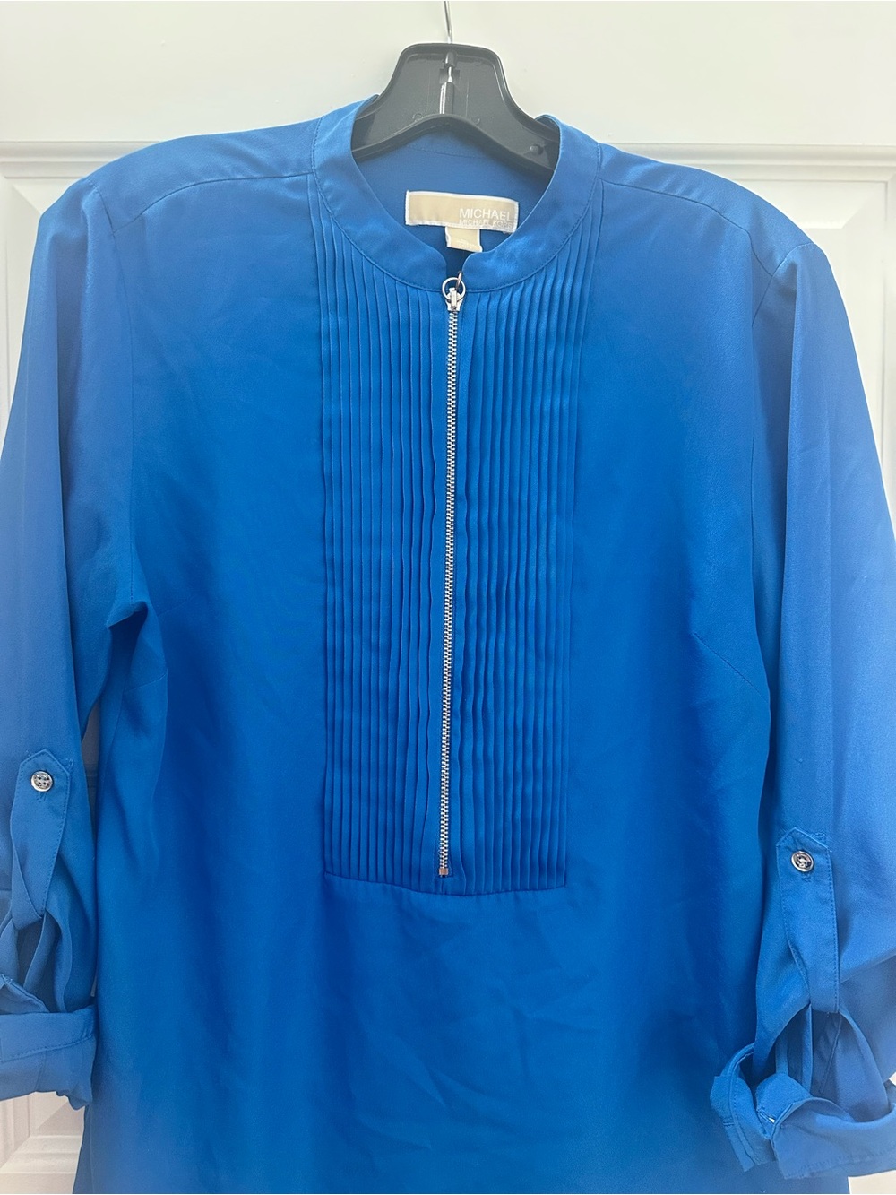 Michael Kors Royal Blue Zip-Front Blouse
